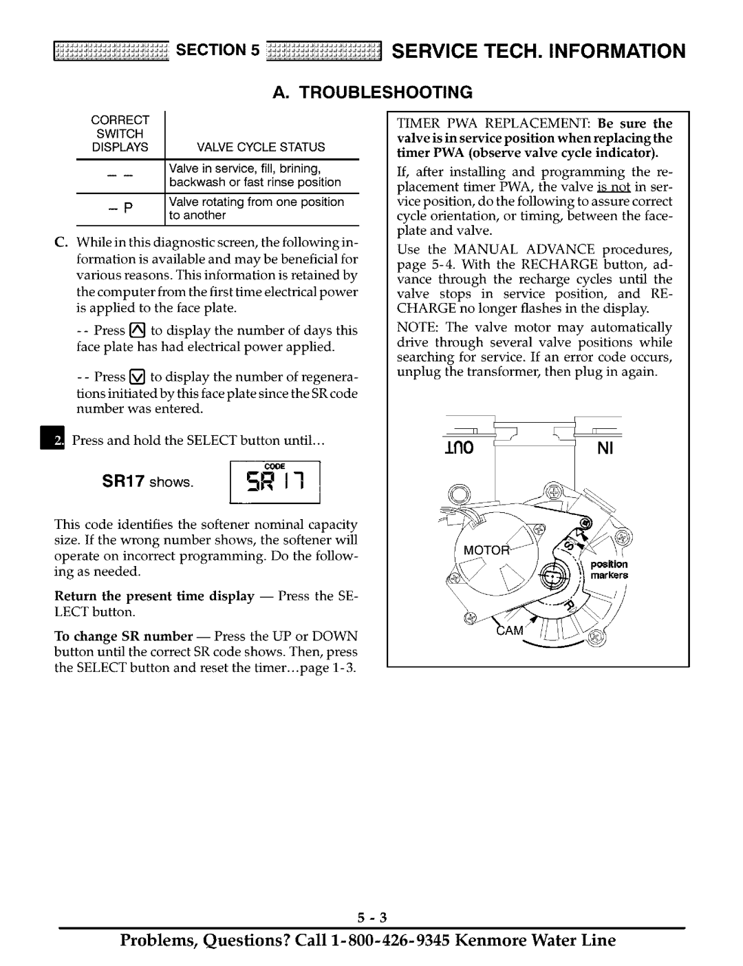 Kenmore 625.38811 owner manual SR17 shows R 