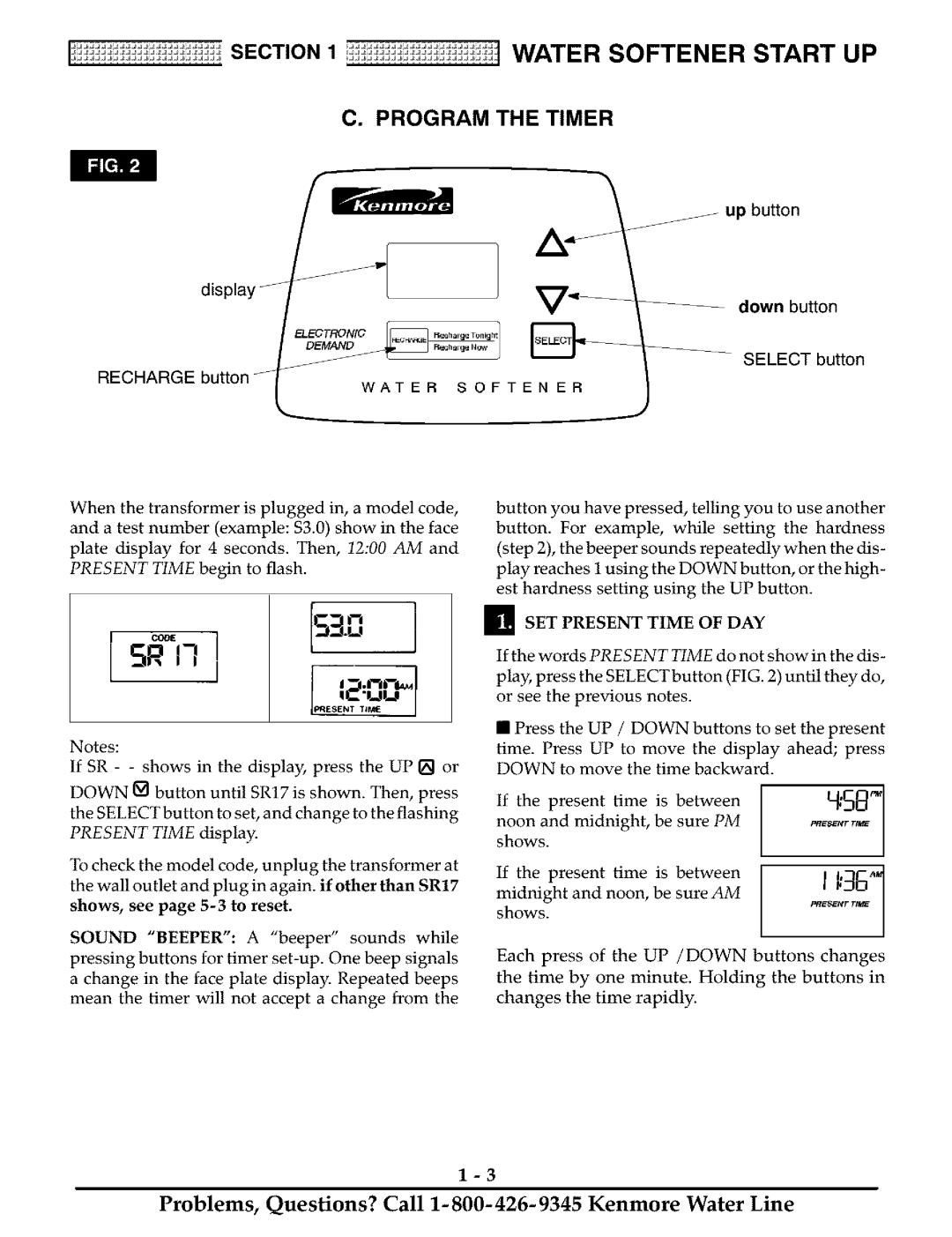 Kenmore 625.38811 owner manual Program the Timer, SET Present Time of DAY, Shows, see page 5-3 to reset 