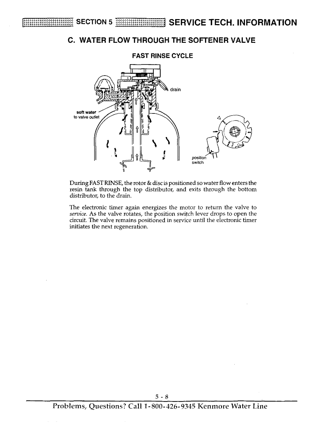 Kenmore 625.38816, 625.38815 owner manual Jservice TECH. Information, Water Flow Through the Softener Valve 