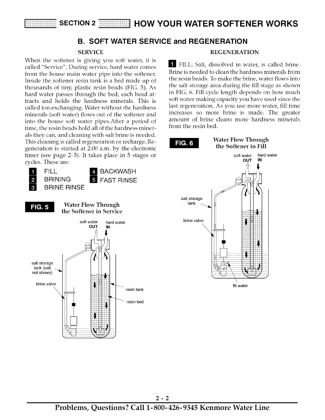 Kenmore 625.38818, 625.38817 owner manual Service, Through, Regeneration, Softener in Fill 