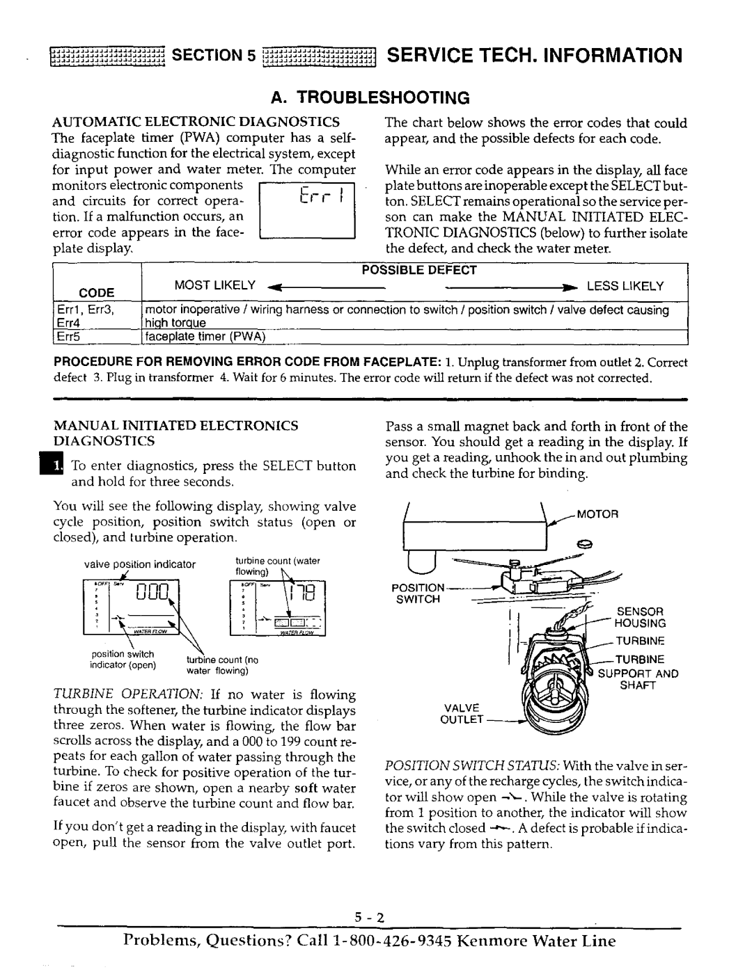 Kenmore 625.38827, 625.38826 Automatic Electronic Diagnostics, Electronic Components, Possible Defect Code, Less Likely 