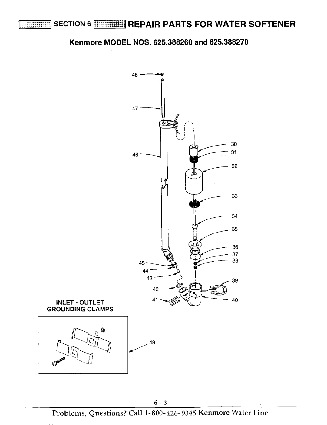 Kenmore 625.38826, 625.38827 owner manual Inlet Outlet Grounding Clamps 