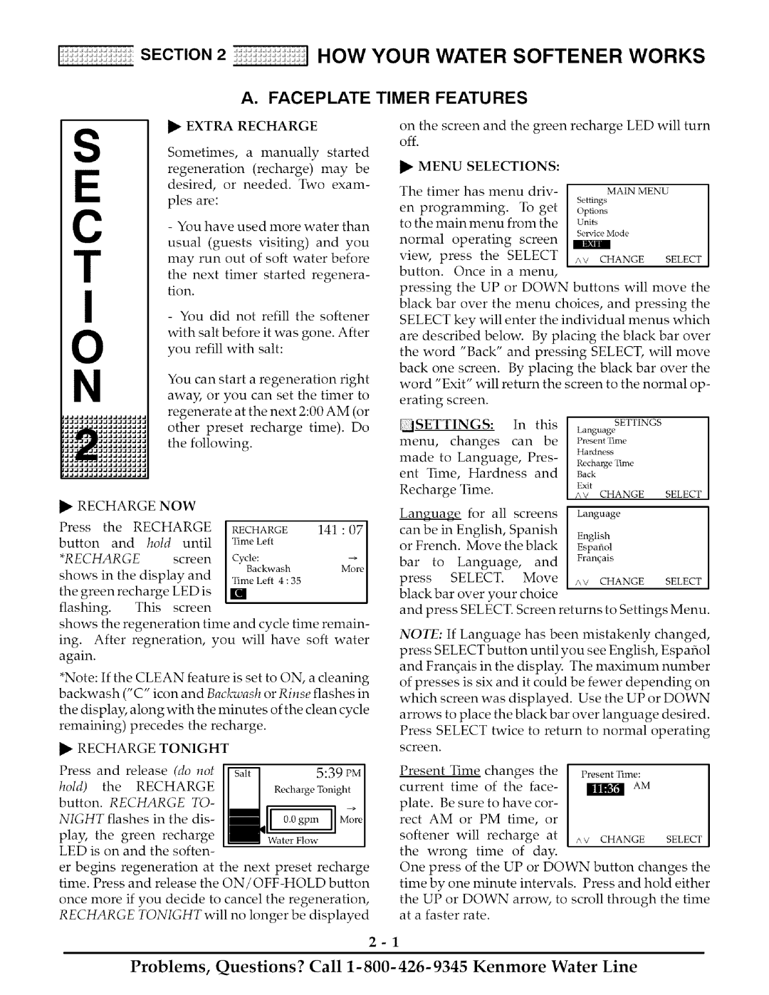 Kenmore 625.38888 owner manual Faceplate 