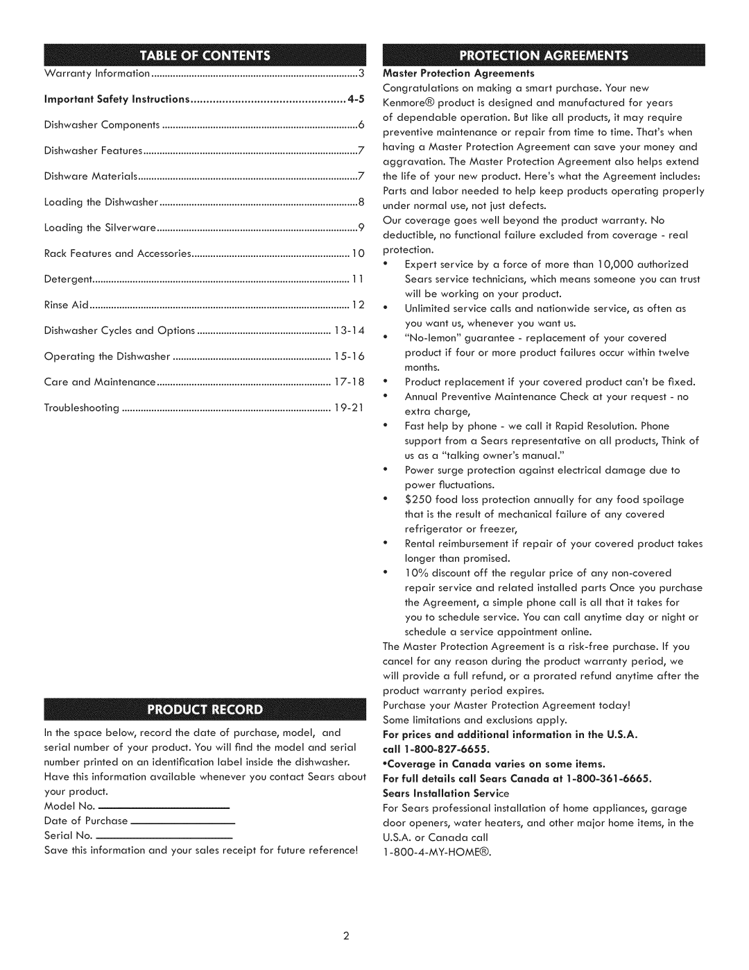 Kenmore 630.1391, 630.1390 manual For prices and additional information in the U.S.A 