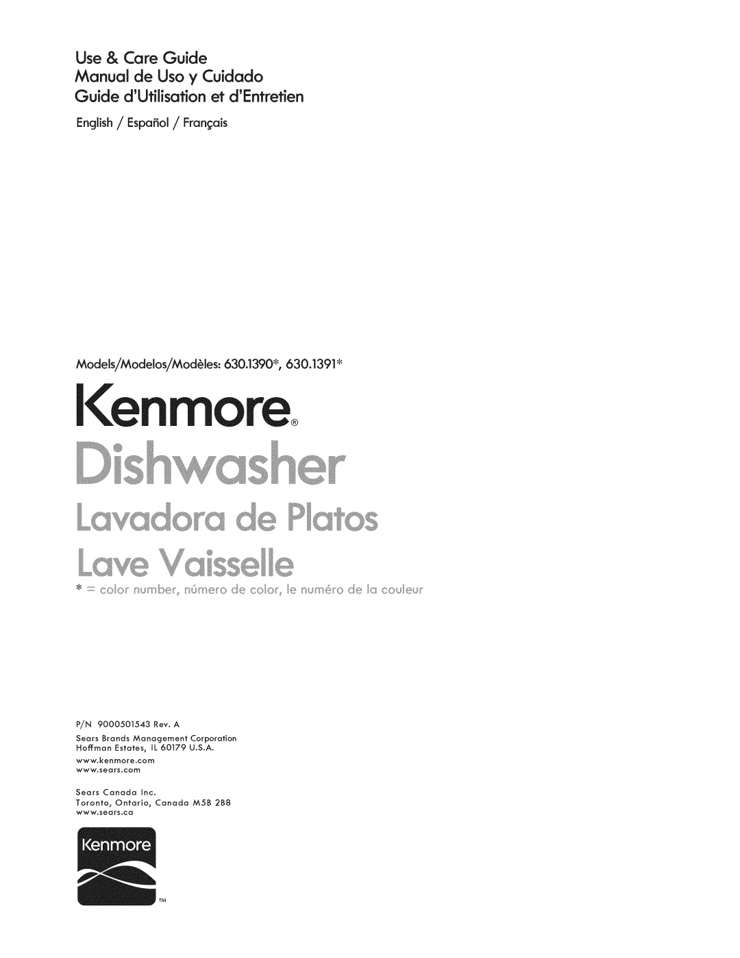 Kenmore 630.1390, 630.1391 manual Use & Care Guide Manual de Uso y Cuidado, Guide dUfilisafion et dEntrefien, lenmoreo 