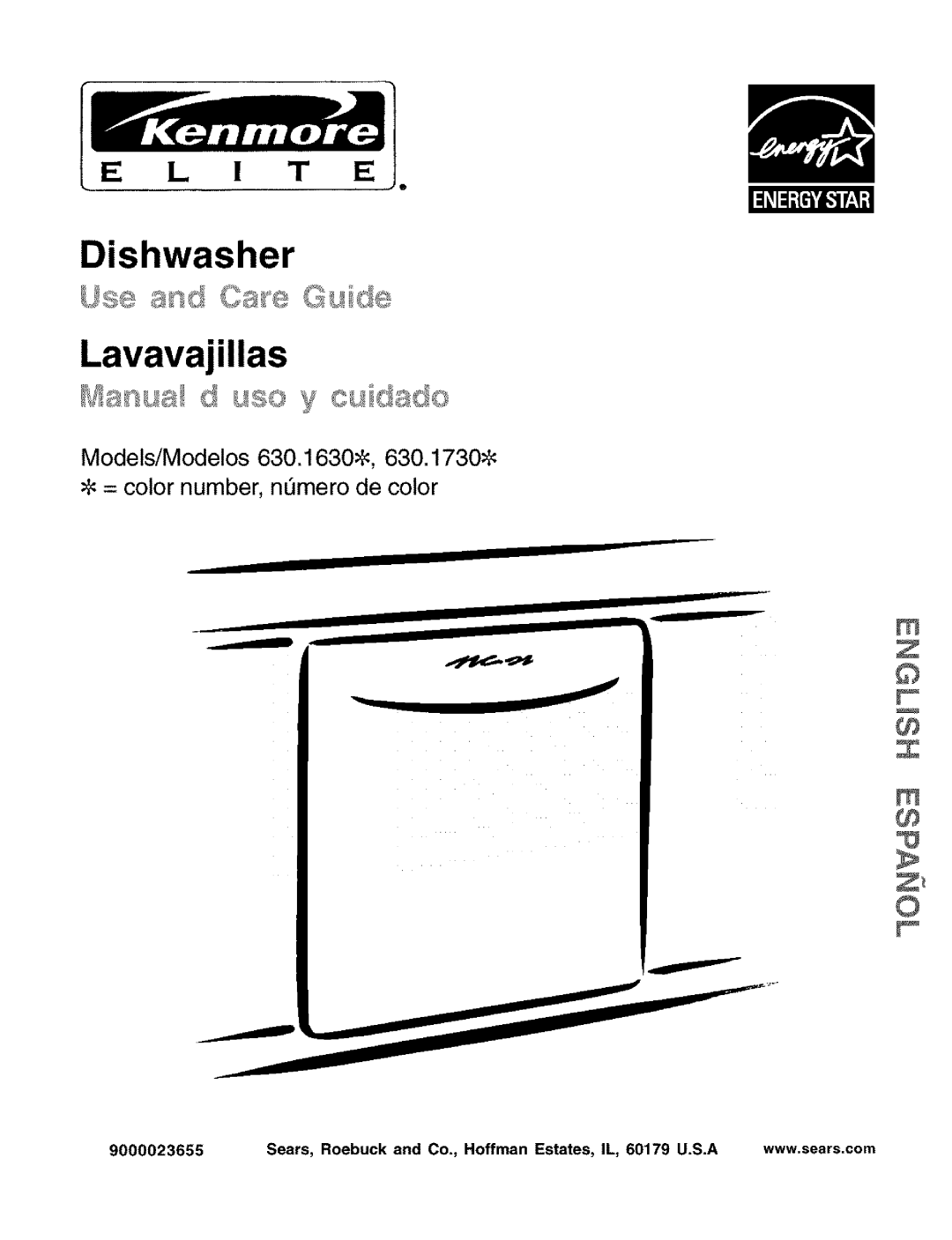 Kenmore 630.1630, 630.1730 manual T E, 9000023655, Sears, Roebuck and Co., Hoffman Estates, IL, 60179 U.S.A 