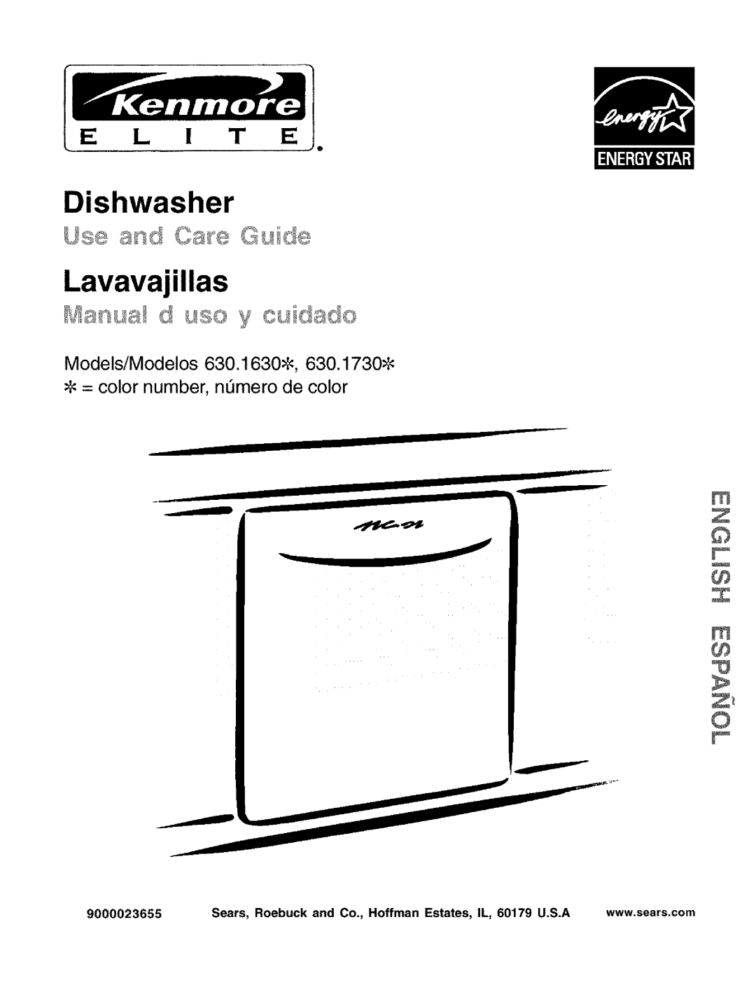 Kenmore 630.1630, 630.1730 manual E L ! T E, Dishwasher Lavavajillas, wWw.sears.com 