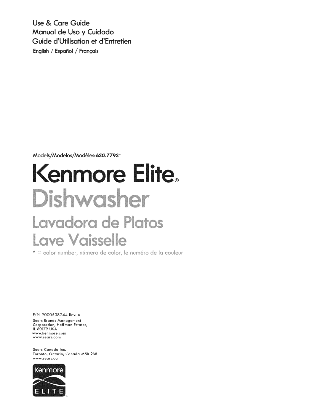 Kenmore 630.7793 manual Ienmore Elite 