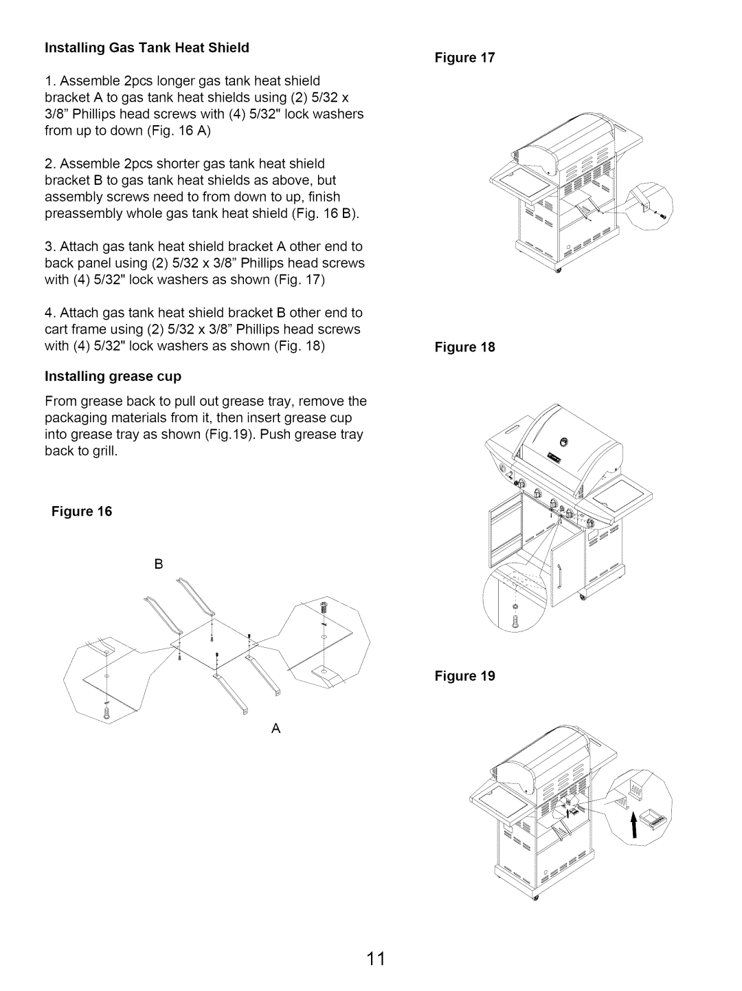 Kenmore 122.16643900, 640-082960815-7 owner manual Installing Gas Tank Heat Shield, Installing grease cup 