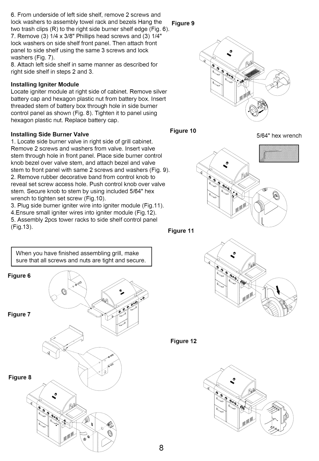 Kenmore 640-82960819-9, 122.166489 owner manual InstallingIgniterModule, Installing Side Burner Valve 