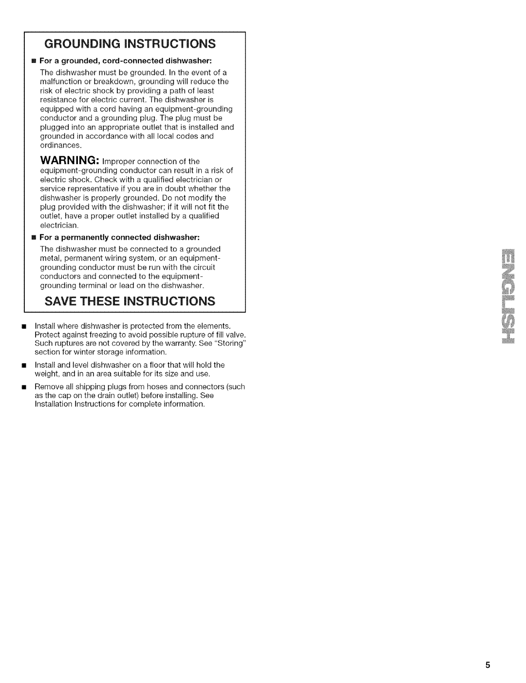 Kenmore 664.1776 manual Grounding iNSTRUCTiONS, For a grounded, cord-connected dishwasher 