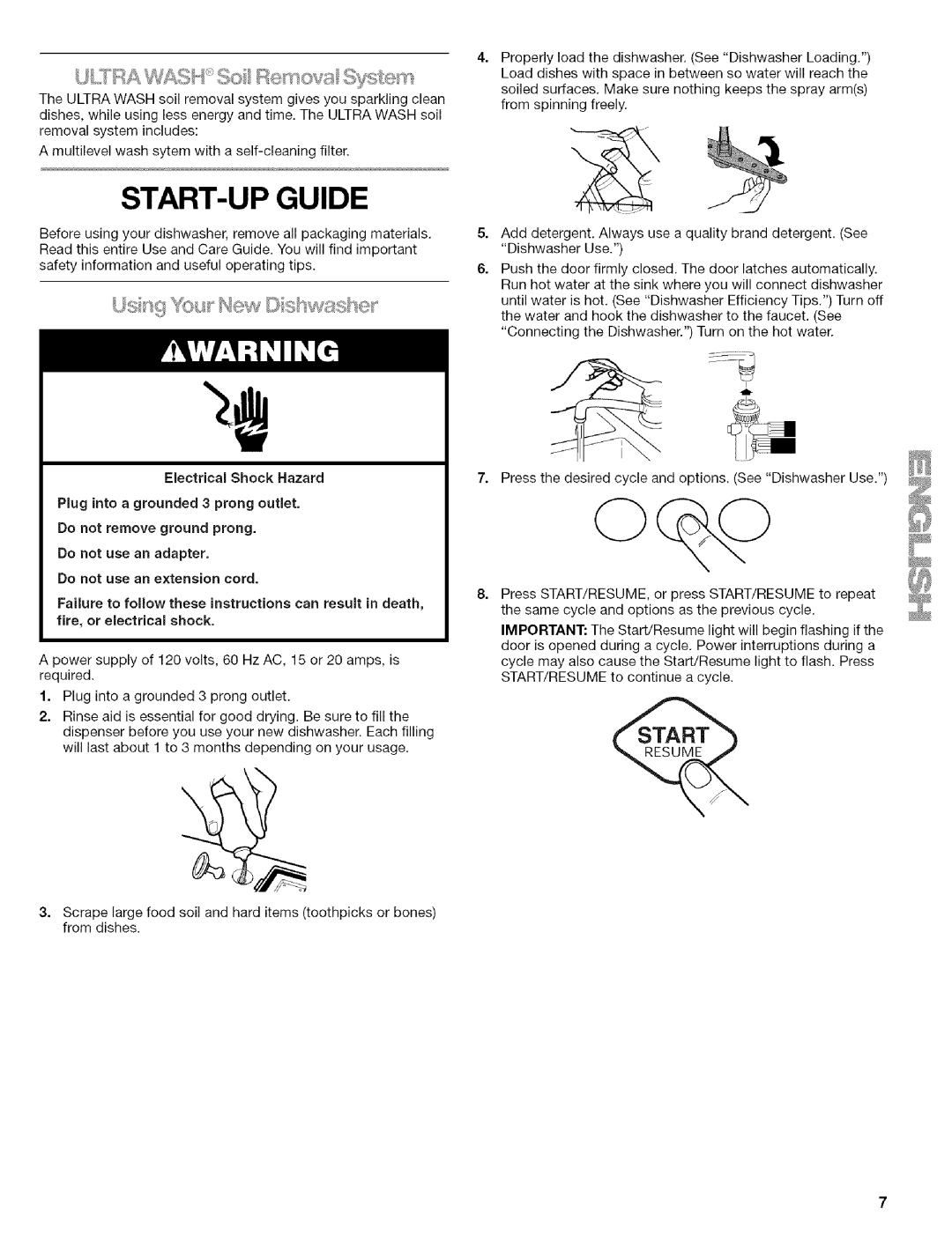 Kenmore 664.1776 START-UP Guide, Electrical Shock Hazard Plug into a grounded 3 prong outlet, Do not use an extension cord 