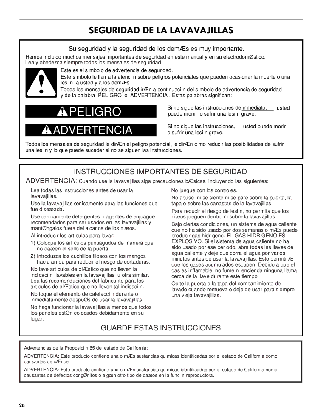 Kenmore 665.1301 manual Seguridad DE LA Lavavajillas, Su seguridad y la seguridad de los demás es muy importante 