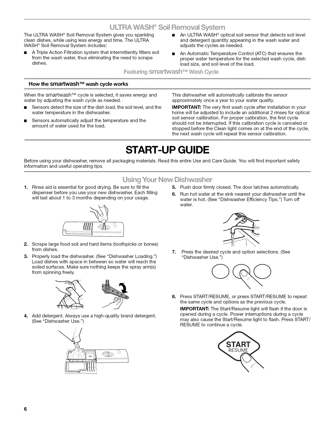 Kenmore 665.1347, 665.1346, 665.1324, 665.1345, 665.77925 manual START-UP Guide, How the smartwash TM wash cycle works 