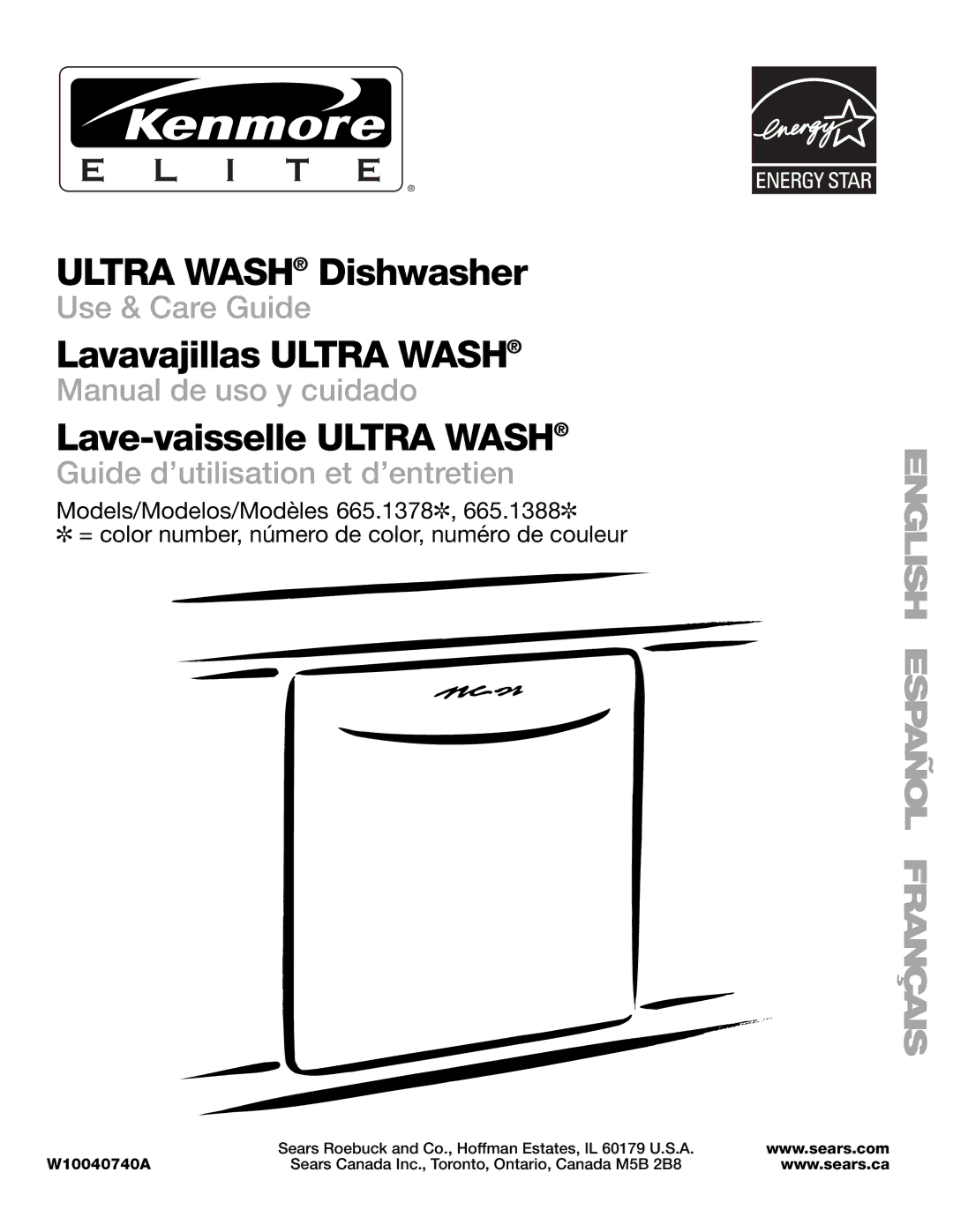 Kenmore 665.1388, 665.1378 manual Ultra Wash Dishwasher 