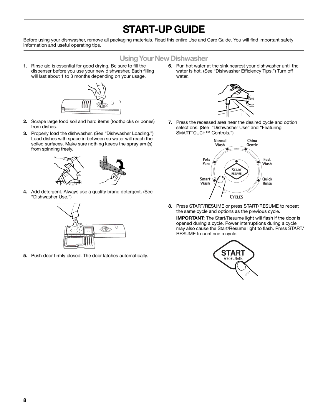 Kenmore 665.1378, 665.1388 manual START-UP Guide, Using Your New Dishwasher 