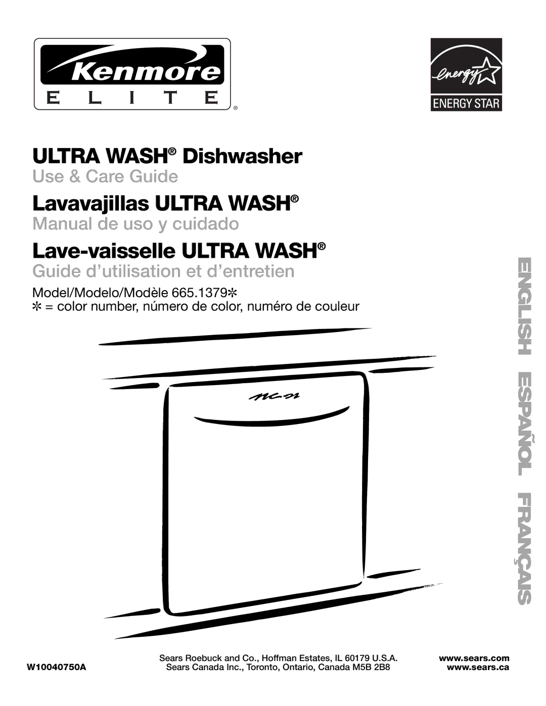 Kenmore 665.1379 manual Ultra Wash Dishwasher 