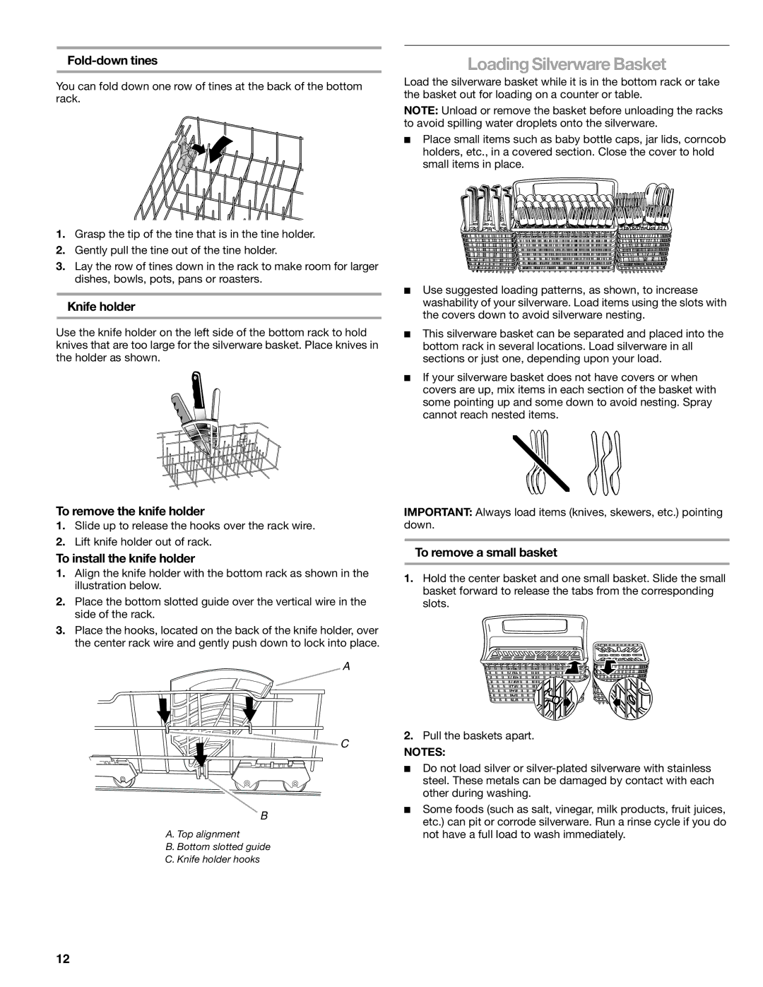 Kenmore 665.1379 manual Loading Silverware Basket 