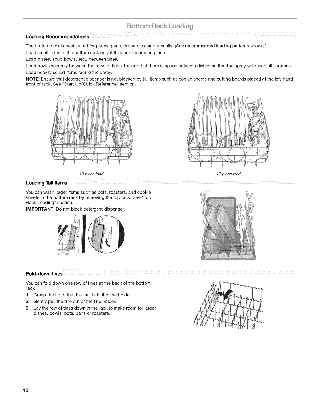 Kenmore 665.1389 manual Botto Loac iisg, Oa,tin-necommen,taions 