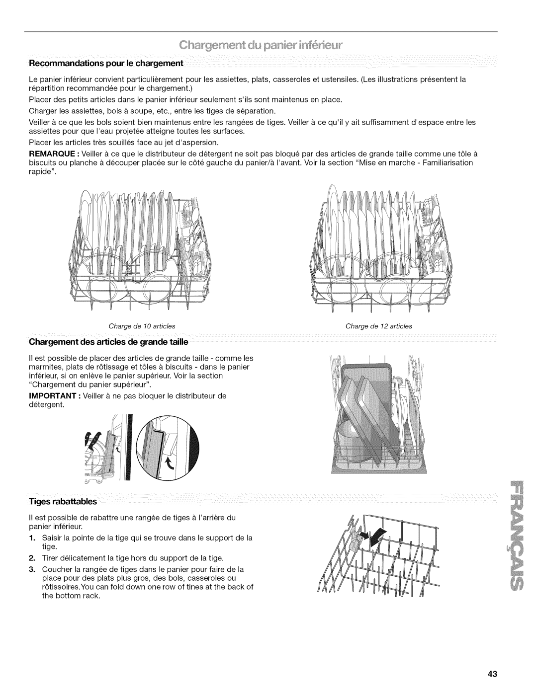 Kenmore 665.1389 manual Chargement des articles de grande taille 