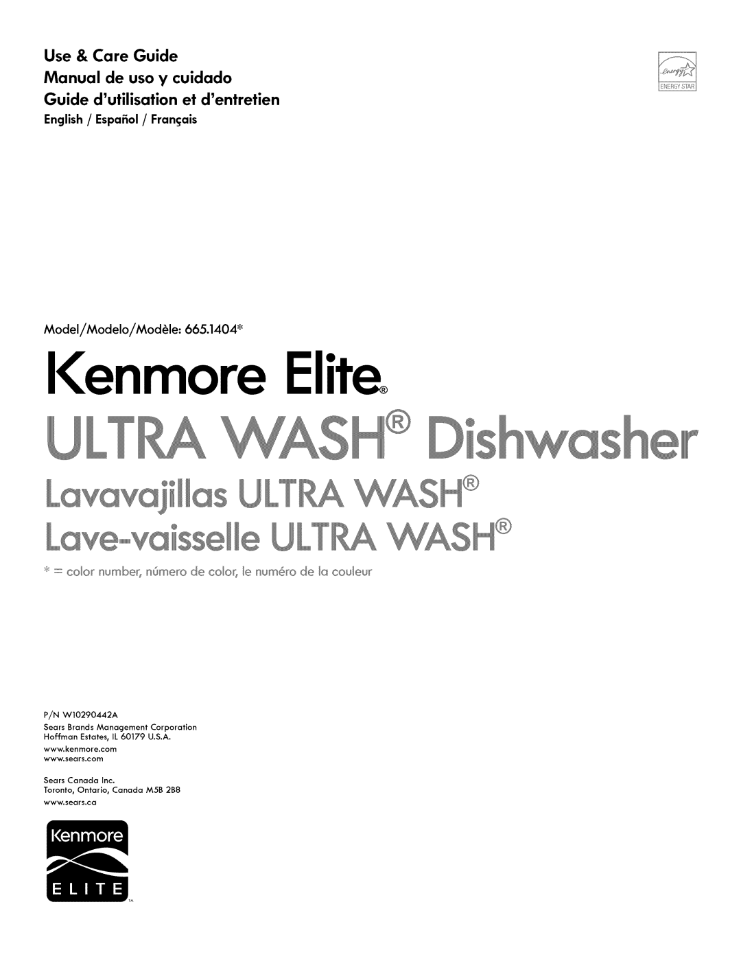 Kenmore 665.1404 manual Use & Care Guide Manual de uso y cuidado, Guide dutilisationet dentretien, Ienmore Elite, __ H 