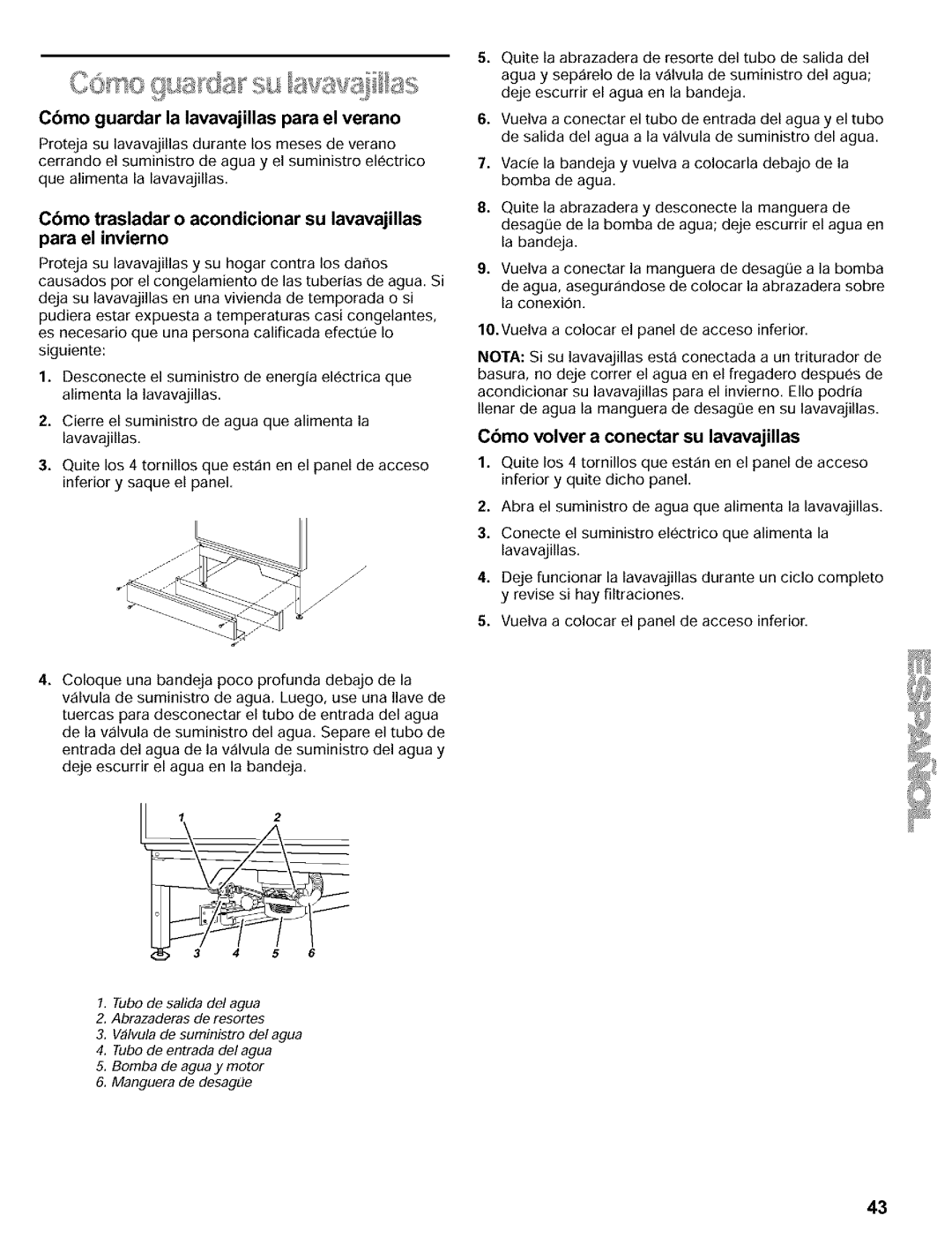 Kenmore 665.16817, 665.15812, 665.16819, 665.15819 manual Oxmo gua da su avav@ as, Cbmo guardar la lavavajillas para el verano 