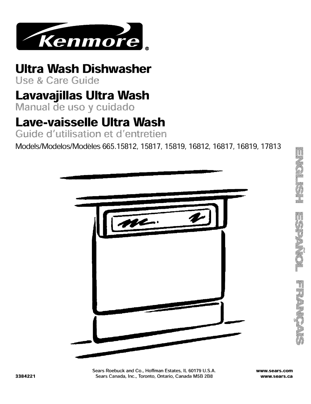 Kenmore 665.16817 manual Mq 9 p .%, Ultra Wash Dishwasher, Lavavajillas Ultra Wash, Lave-vaisselleUltra Wash, 3384221 