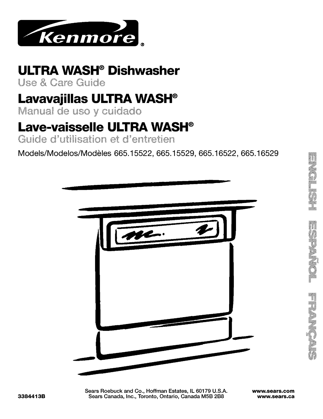 Kenmore 665.15522 manual ULTRA WASH Dishwasher Lavavajillas ULTRA WASH, Lave-vaisselleULTRA WASH, Manual de u._o y cu_d_do 