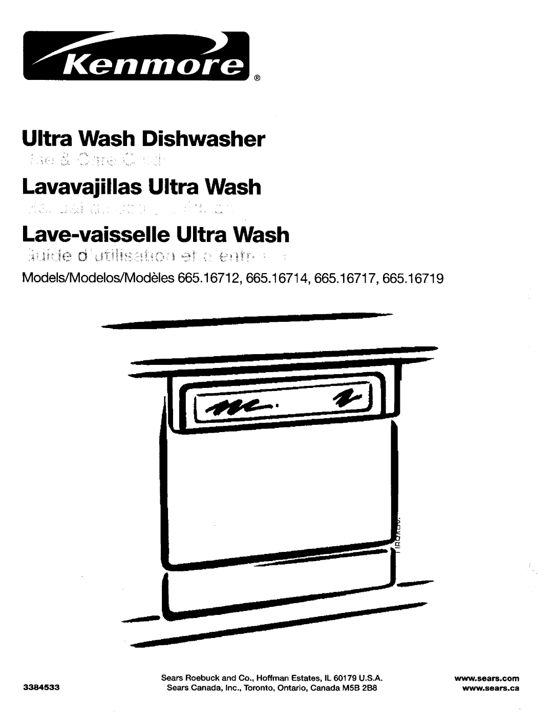 Kenmore 665.16717, 665.16719, 665.16714 manual Ultra Wash Dishwasher Lavavajillas Ultra Wash, Lave-vaisselleUltra Wash 