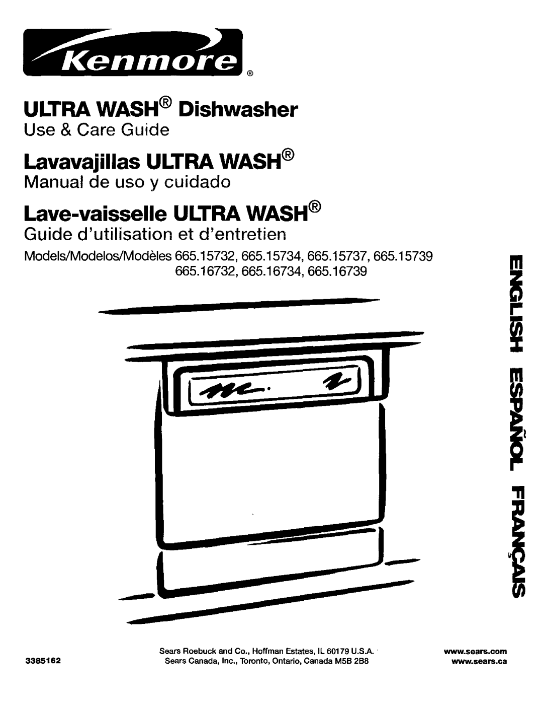 Kenmore 665.16739 manual ULTRA WASH Dishwasher, Lavavajillas ULTRA WASH, Lave-vaisselleULTRA WASH, Use & Care Guide 