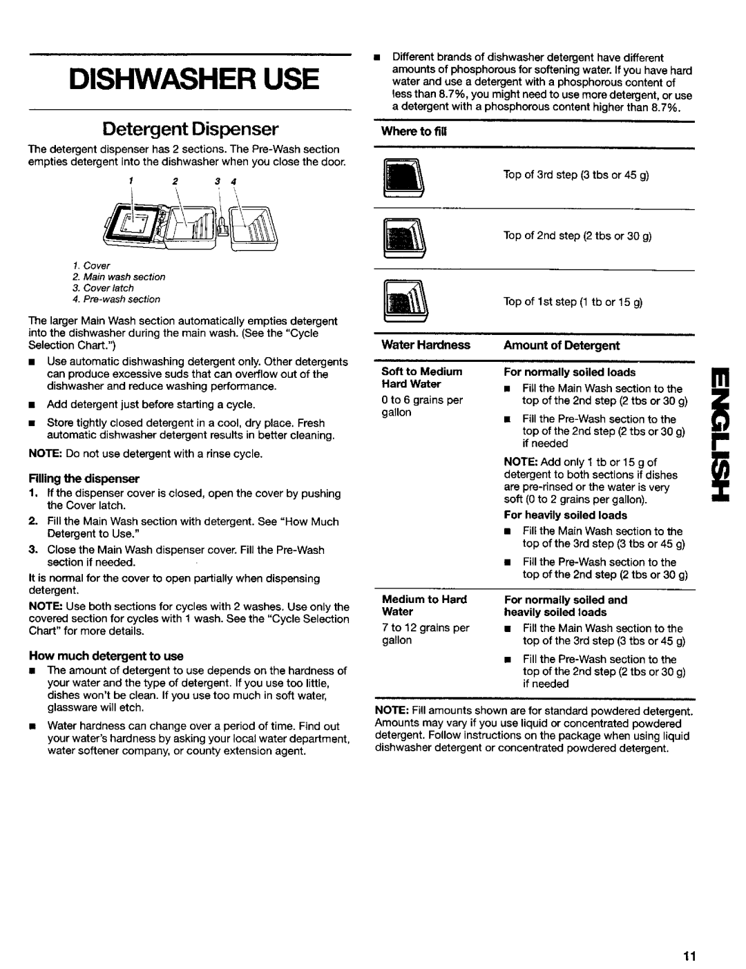 Kenmore 665.16834, 665.16837, 665.15839, 665.15832, 665.15834, 665.15837, 665.16832 manual Dishwasher USE, Detergent Dispenser 