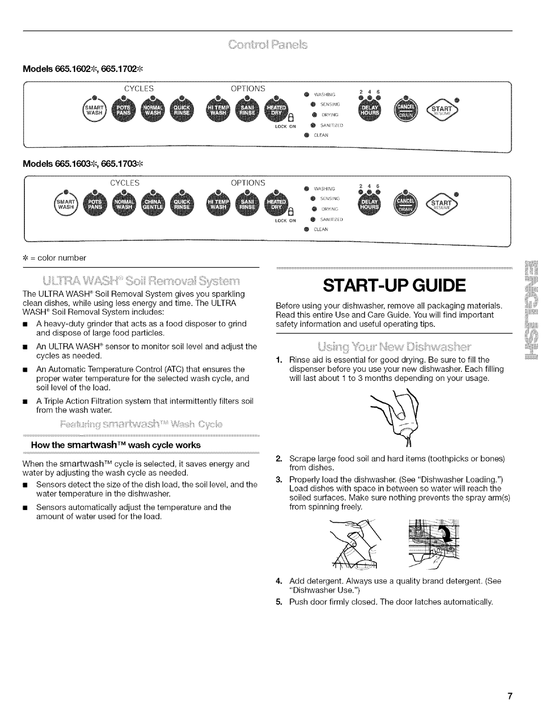 Kenmore 665.1603, 665.1703, 665.1702, 665.1602 manual START-UP Guide, How the smartwash TM wash cycle works 