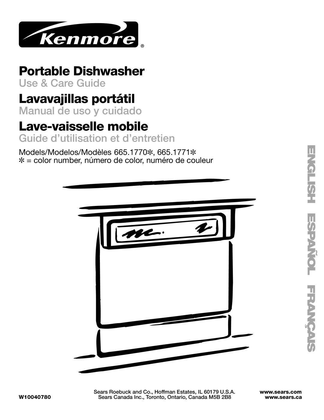 Kenmore 665.1771 manual Portable Dishwasher 