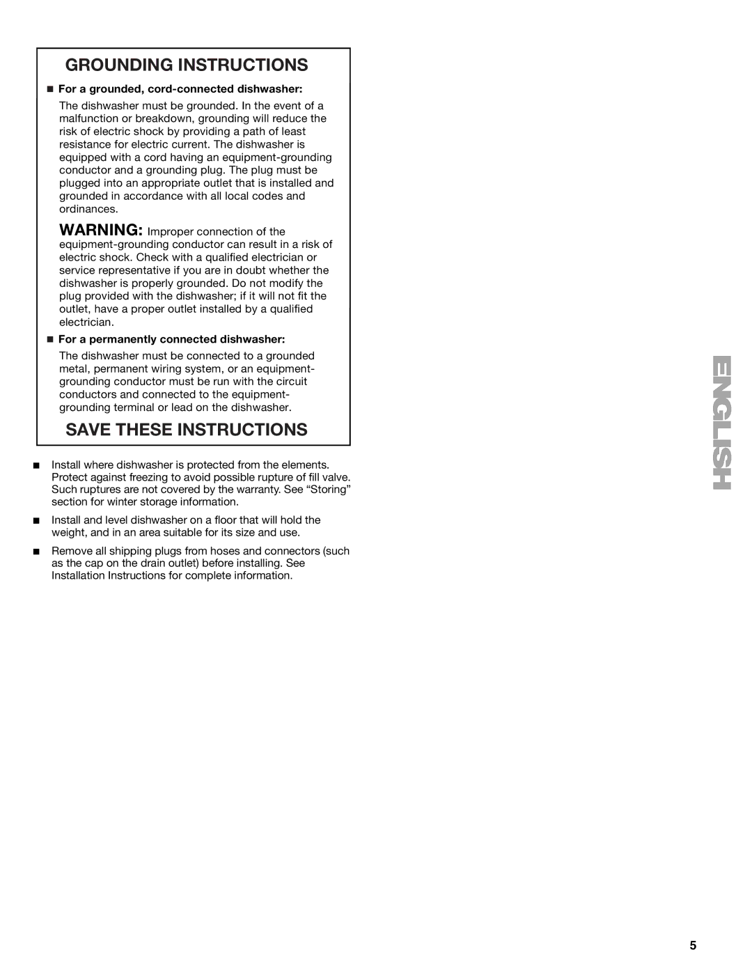 Kenmore 665.1771 manual For a grounded, cord-connected dishwasher, For a permanently connected dishwasher 