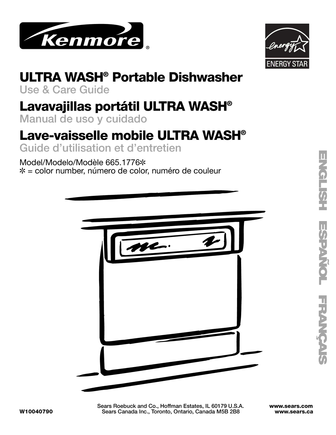 Kenmore 665.1776 manual Ultra Wash Portable Dishwasher 