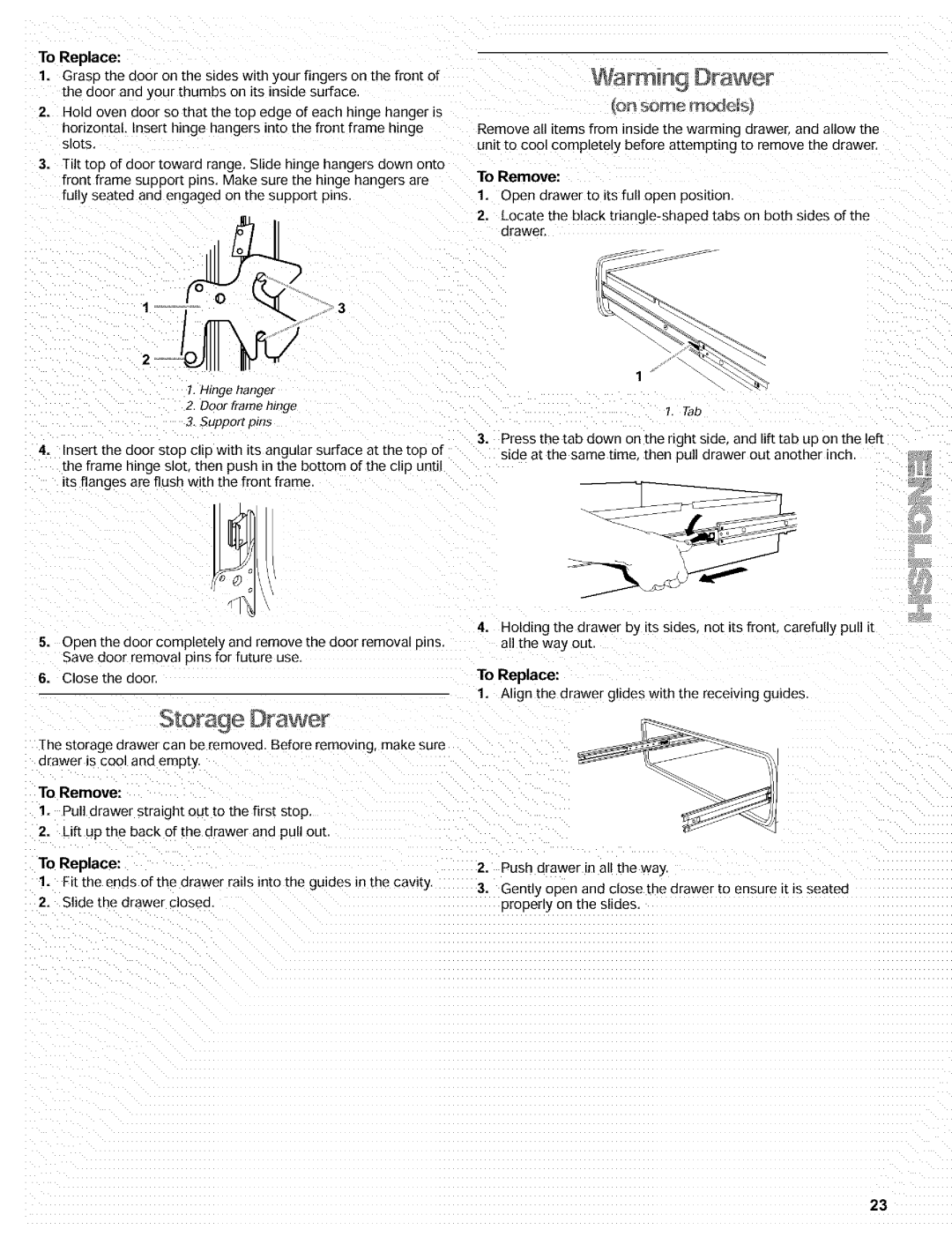 Kenmore 665.72002 manual Storage Dawer, Warm n9 D awer, To Replace, Align the drawer glides with the receiving guides 