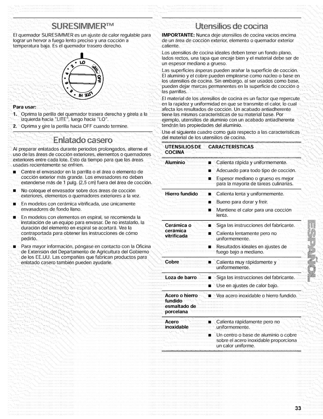 Kenmore 665.72002 manual Utensilios DE Caracteristicas Cocina 