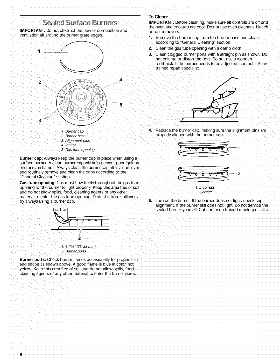 Kenmore 665.72002 manual Sea ed Su ace Burners, To Clean 