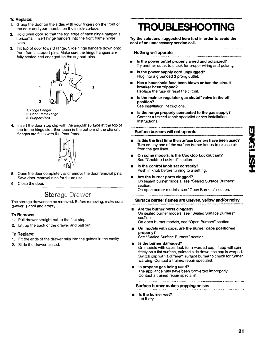 Kenmore 665.72029, 665.75029 Troubleshooting, Is the range properly connected to the gas supply?, Is the burner damaged? 