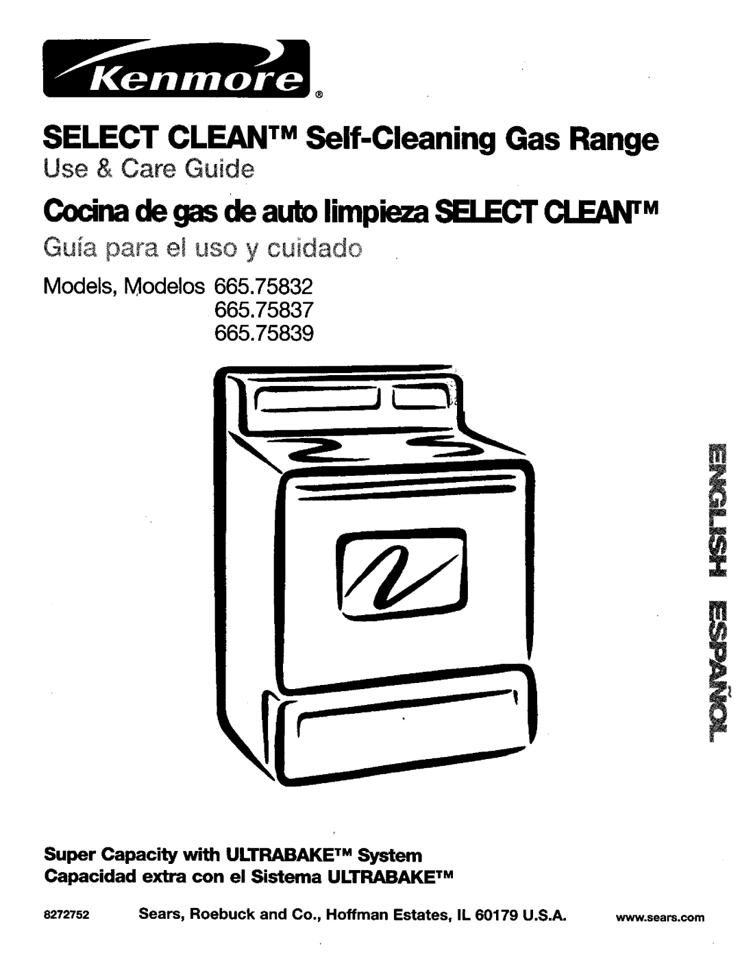 Kenmore 665.75839, 665.75837, 665.75832 manual Select Clean TMSelf-Cleaning Gas Range 