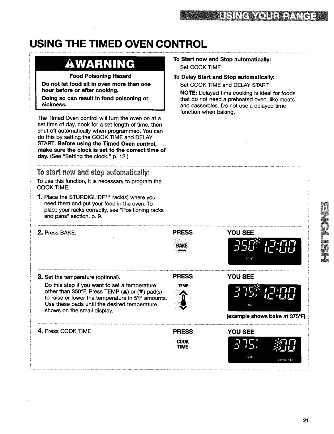 Kenmore 665.75837, 665.75839, 665.75832 manual Using the Timed Oven Control, Tostartnowandstopt0maticaity, Temp 