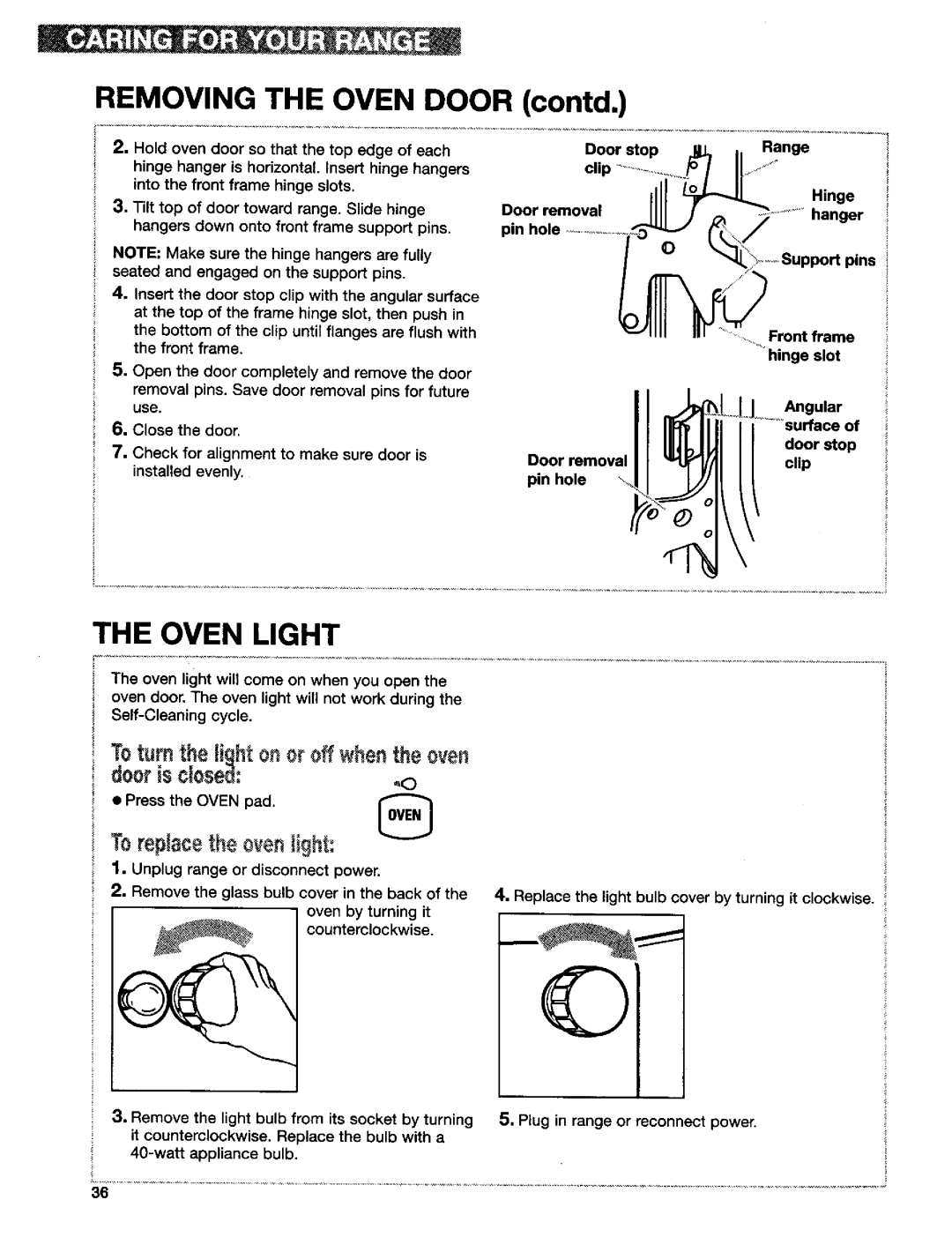 Kenmore 665.75837, 665.75839, 665.75832 manual Oven Light, Toreplacethe oventght 