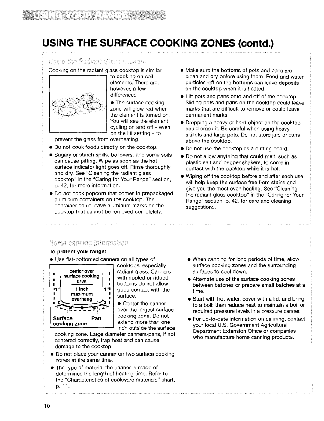 Kenmore 665.95824, 665.95822, 665.95829 manual To protect your range=, Surface cooking, Inch 