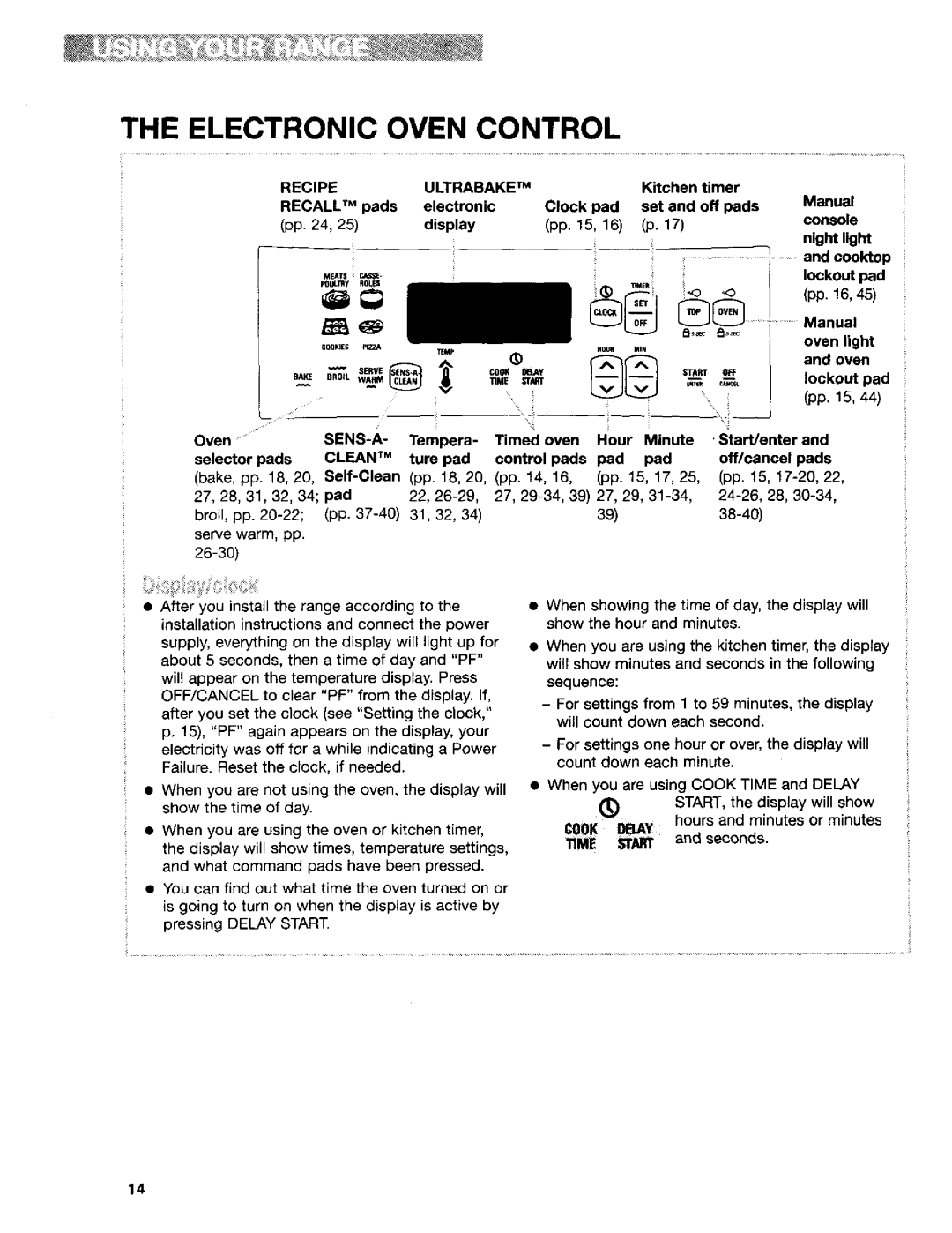 Kenmore 665.95829, 665.95822, 665.95824 manual Electronic Oven Control 