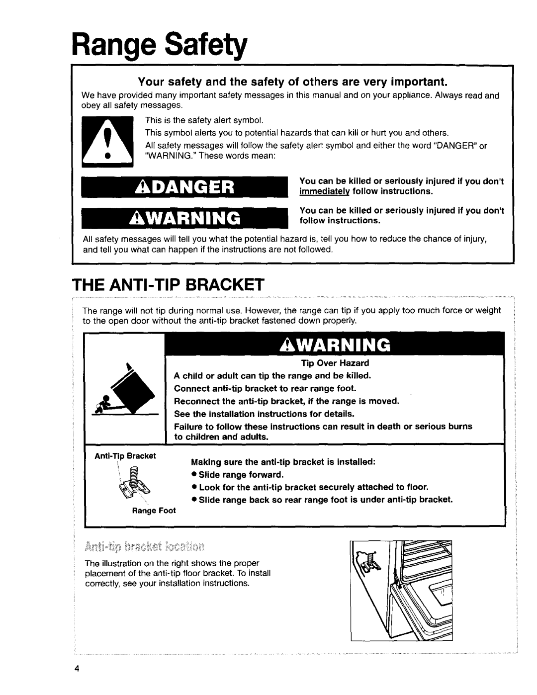 Kenmore 665.95824, 665.95822, 665.95829 manual Range Safety 