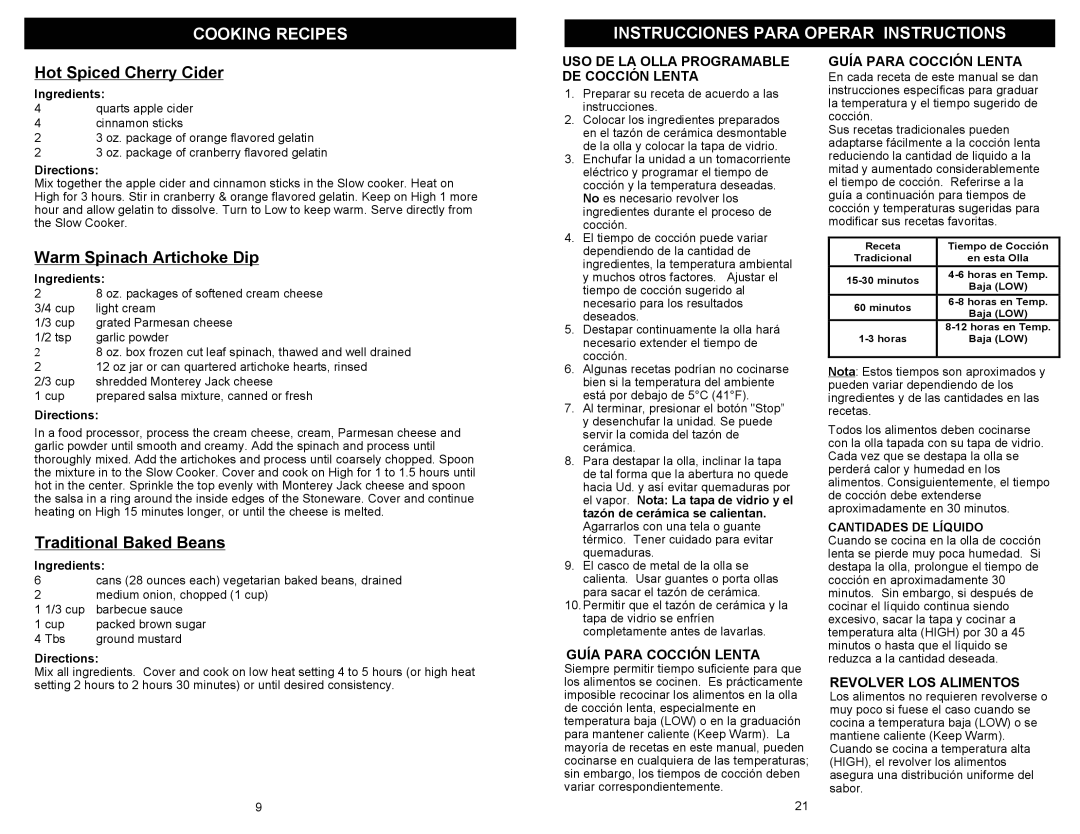 Kenmore 68332 Cooking Recipes Instrucciones Para Operar Instructions, Hot Spiced Cherry Cider, Warm Spinach Artichoke Dip 