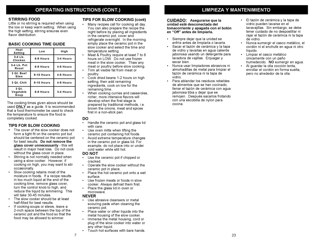 Kenmore 68332 owner manual Operating Instructions Limpieza Y Mantenimiento 