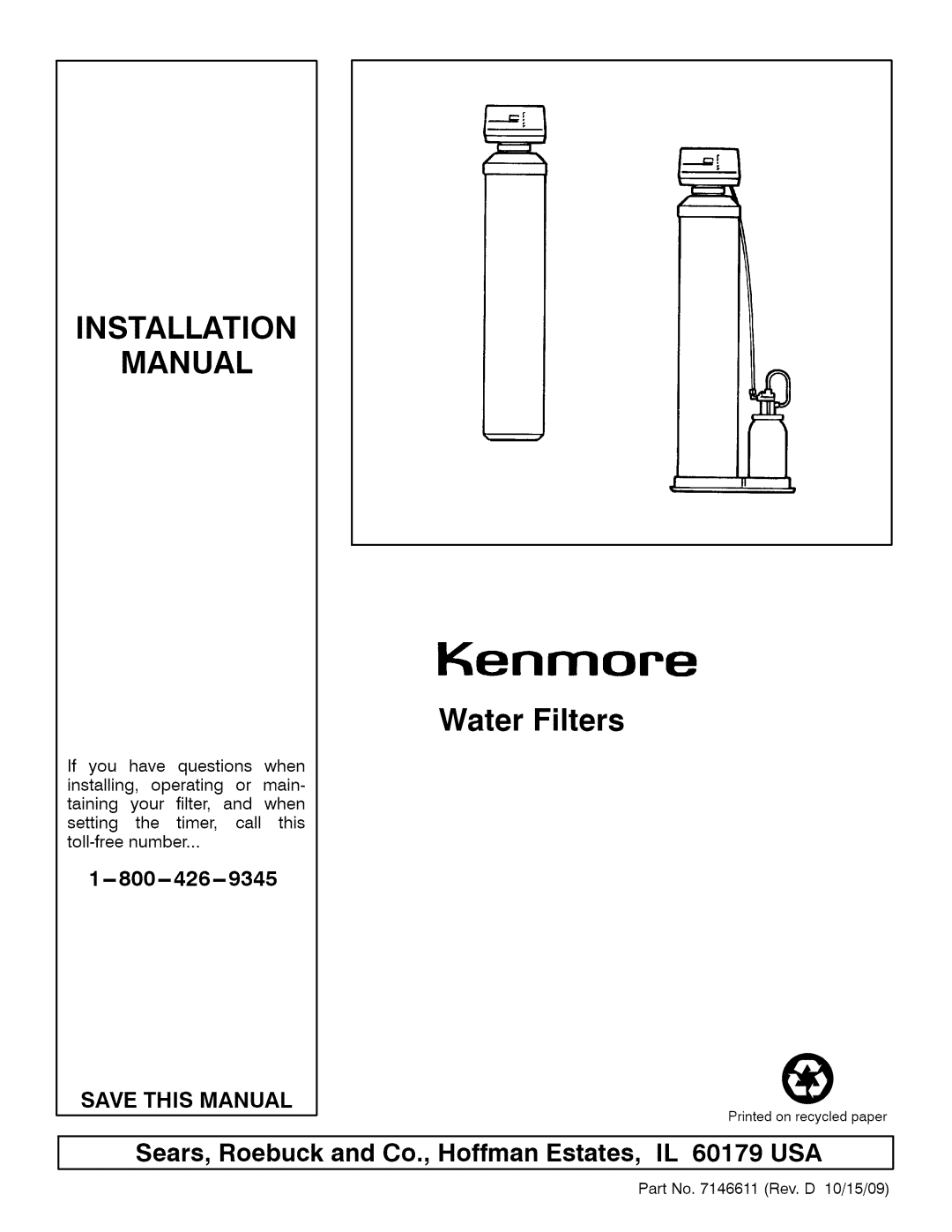 Kenmore 7146611 installation manual Kenmore 