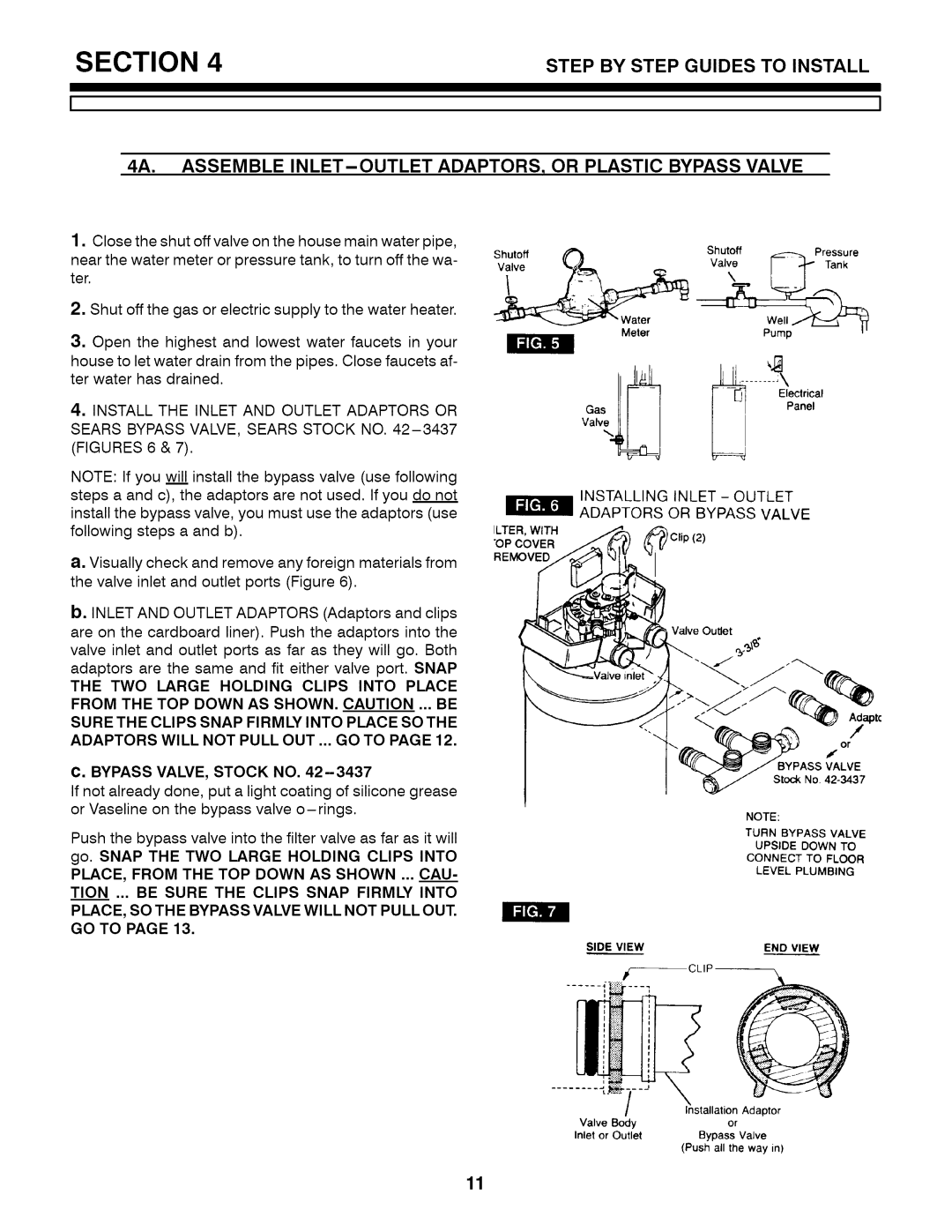 Kenmore 7146611 TWO Large Holding Clips Into Place, From the TOP Down AS SHOWN. Caution ... be, Bypass VALVE, Stock no 