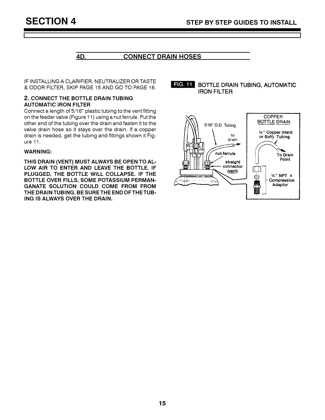 Kenmore 7146611 installation manual Bottle Drain TUBING, Automatic Iron Filter 